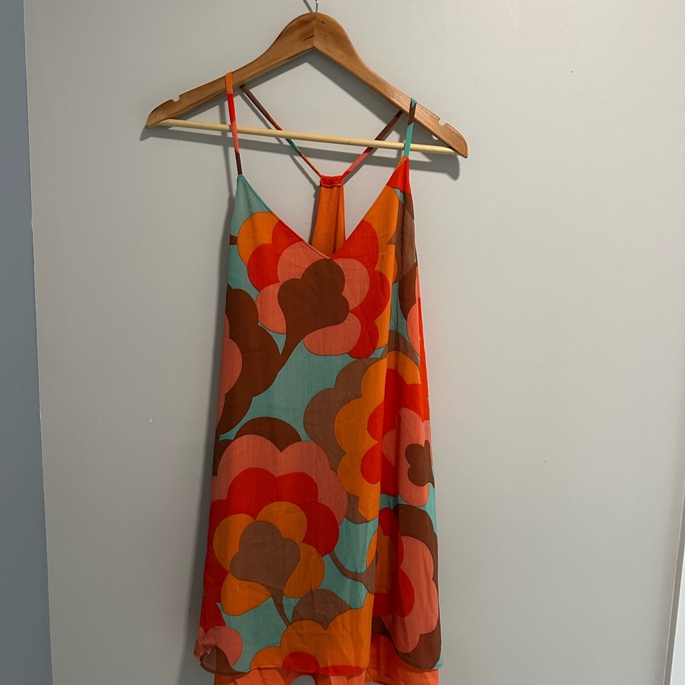 Judith March Orange and Brown Sundress Casual Sleeveless Mini